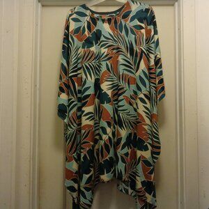 ISAND PARADISE GODDESS TROPICAL FOLIAGE DRAPED DRESS CAFTAN 3 X